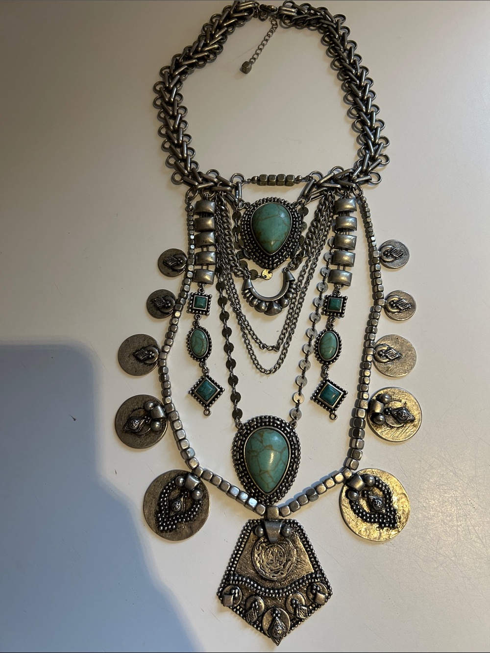 Express Turquoise and Antique Silver Layered Necklace